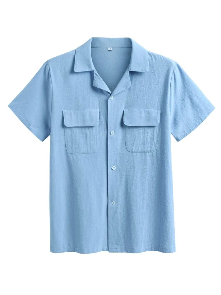 Casual Cotton Linen Shirt with Pockets