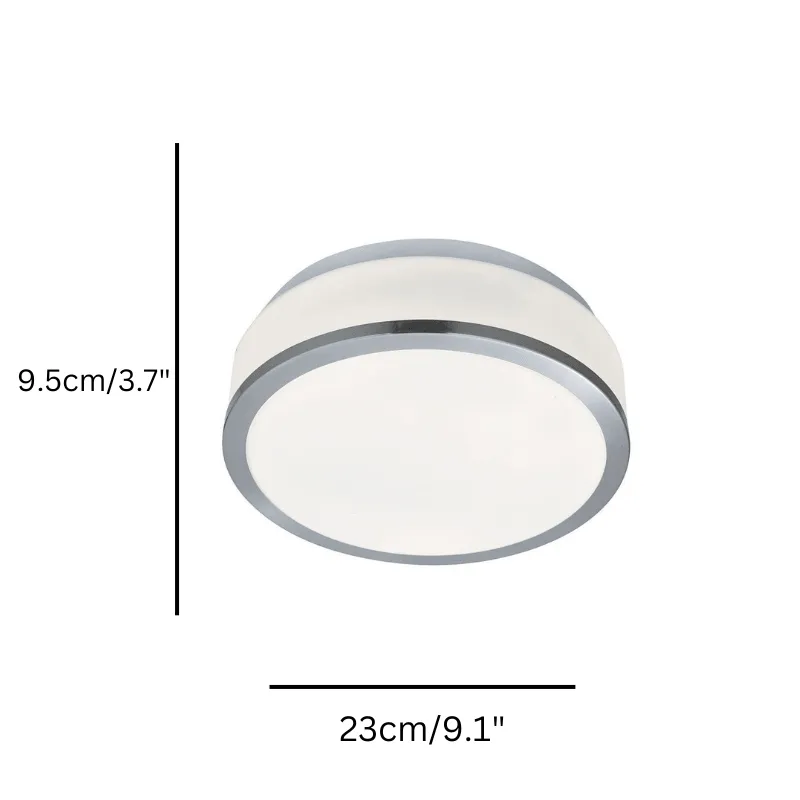 Cheese 2 Light Satin SIlver FInish  Bathroom Flush - Opal White Glass Shade