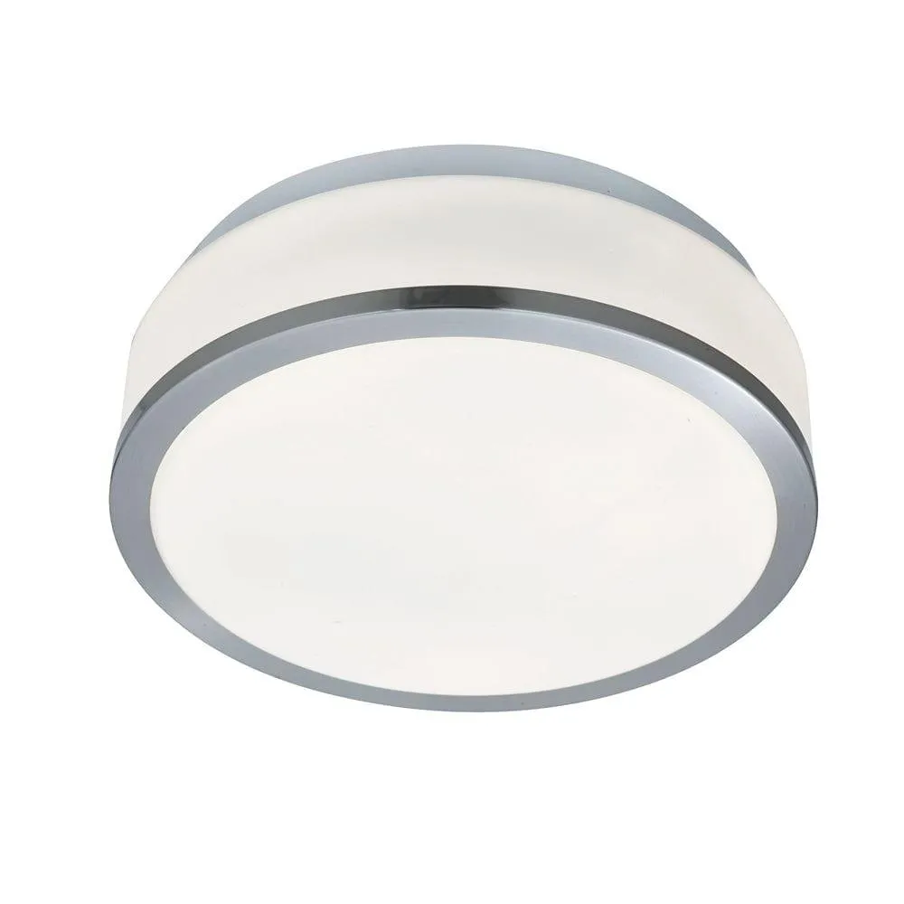 Cheese 2 Light Satin SIlver FInish  Bathroom Flush - Opal White Glass Shade