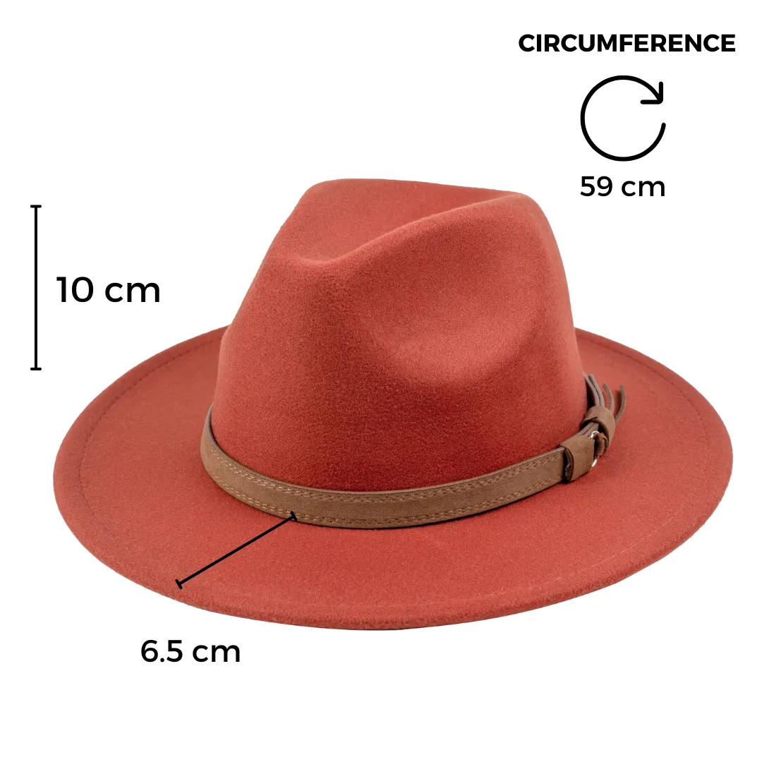 Chokore Pinched Fedora Hat with PU Leather Belt (Caramel)