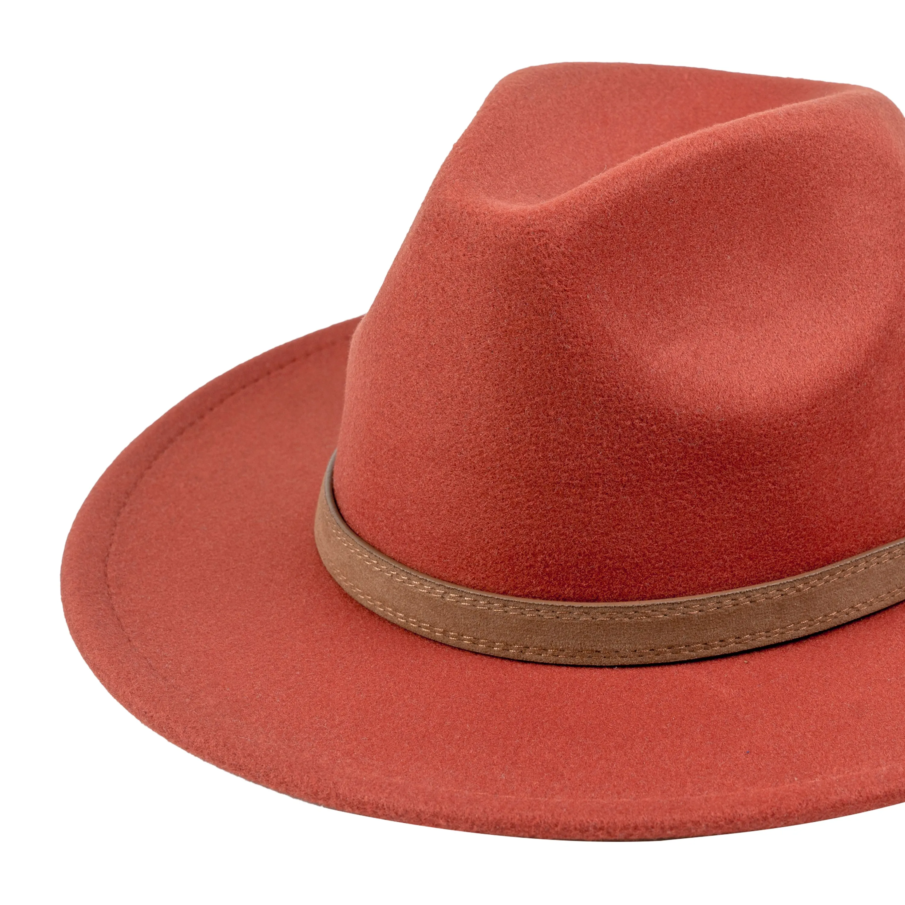 Chokore Pinched Fedora Hat with PU Leather Belt (Caramel)