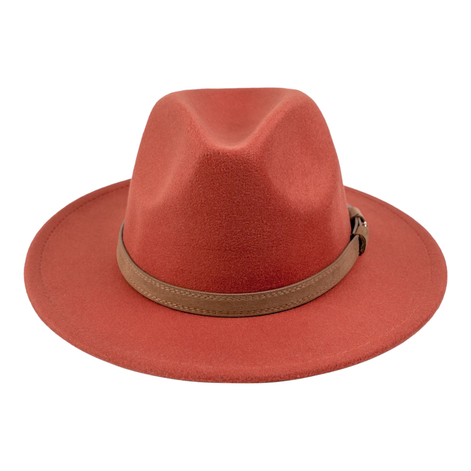 Chokore Pinched Fedora Hat with PU Leather Belt (Caramel)