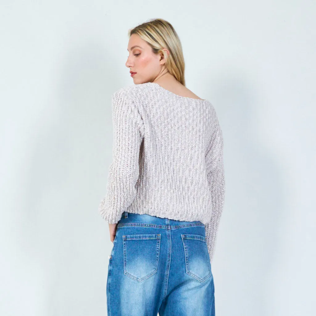 Chunky knit v-neck sweater wholesale