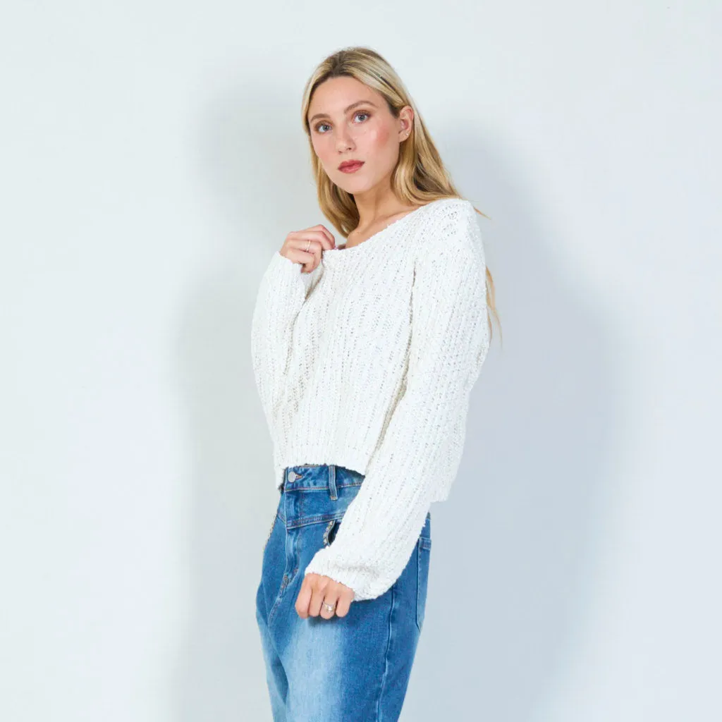 Chunky knit v-neck sweater wholesale