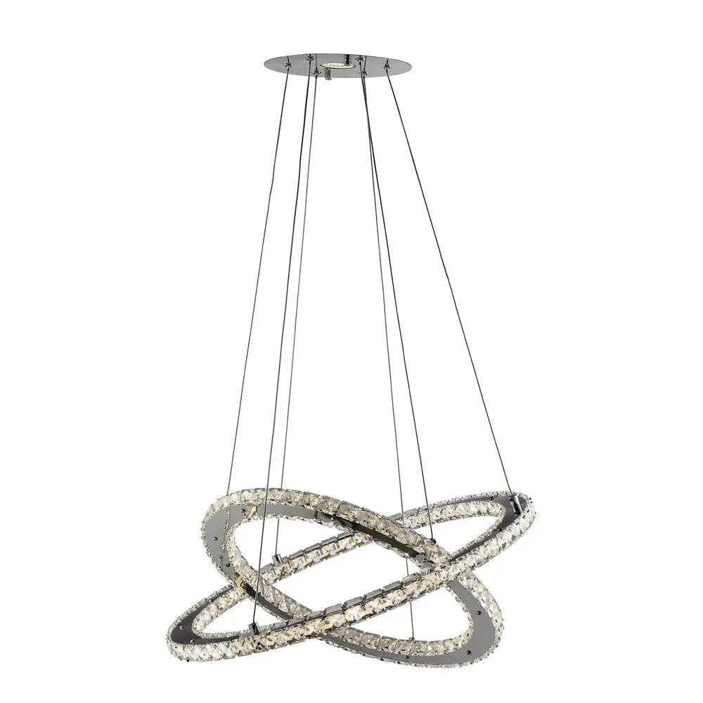 Clover 2 Rings LED Crystal and Chrome Ceiling Pendant Light