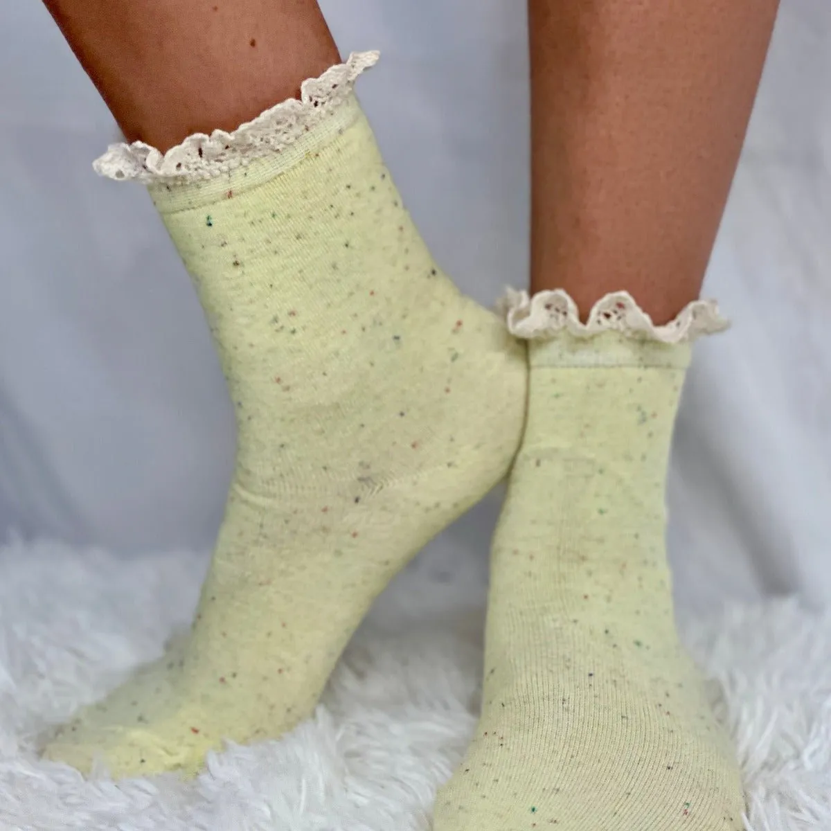 CONFETTI  lace topped ankle socks - yellow