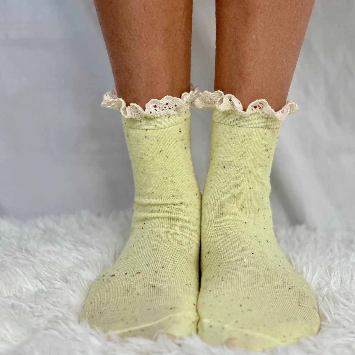 CONFETTI  lace topped ankle socks - yellow