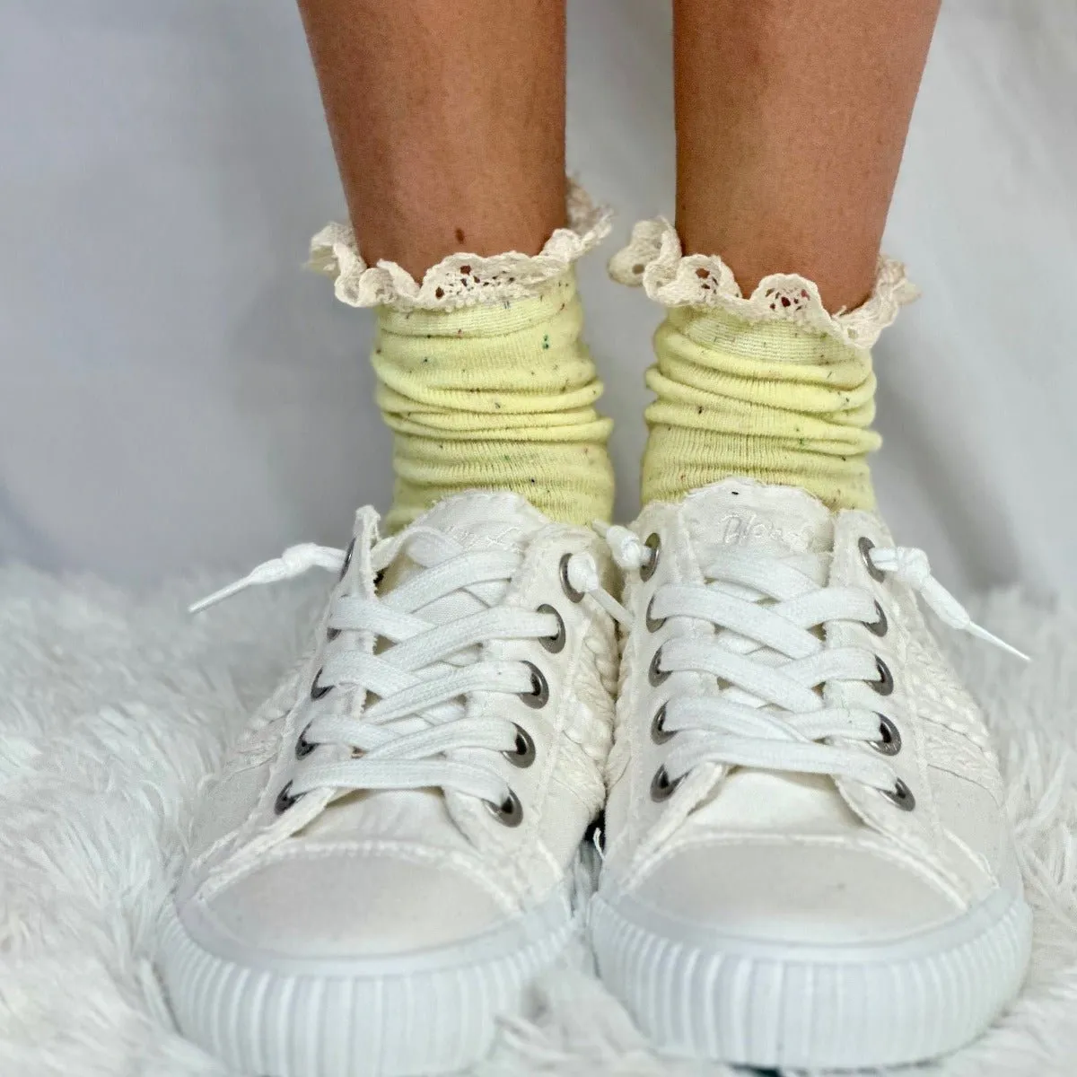 CONFETTI  lace topped ankle socks - yellow