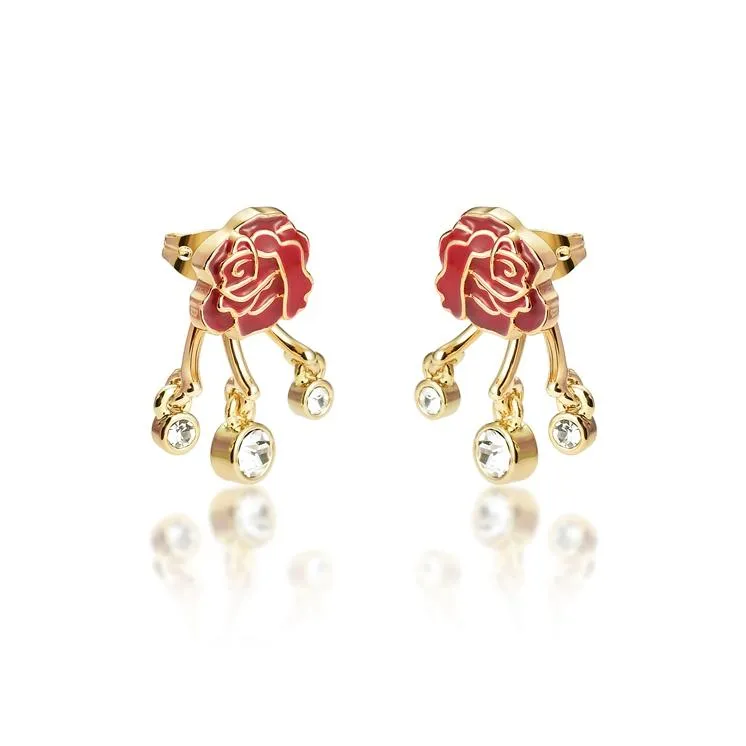 Couture Kingdom Disney Princess Beauty and the Beast Enchanted Rose Earring Set