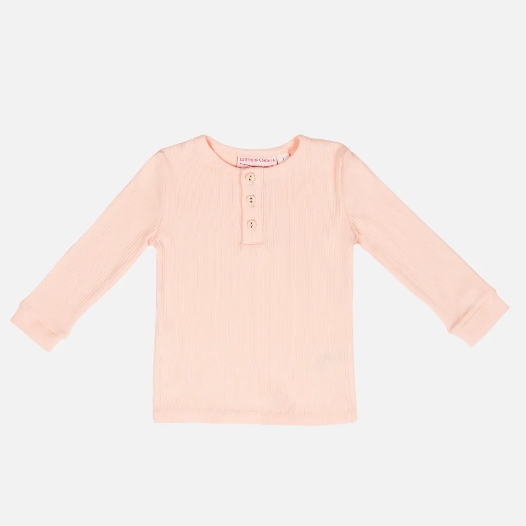 Cozy Long Sleeve Bodysuit/Top - Peach Dust