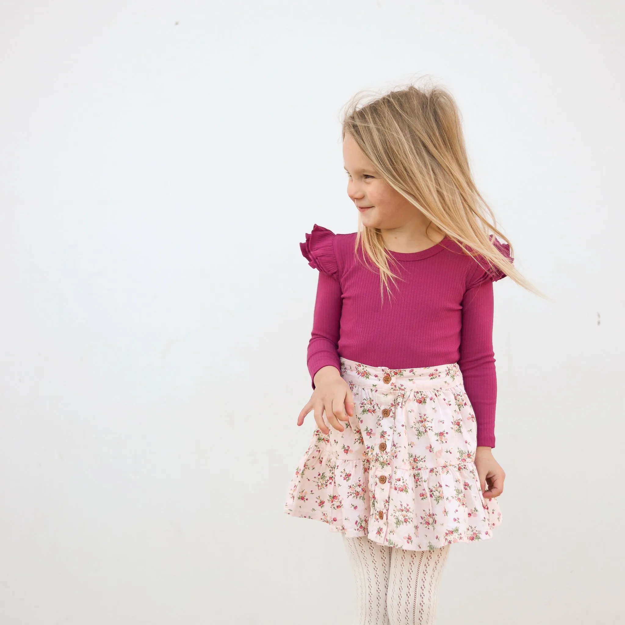 Cozy Long Sleeve Flutter - Raspberry