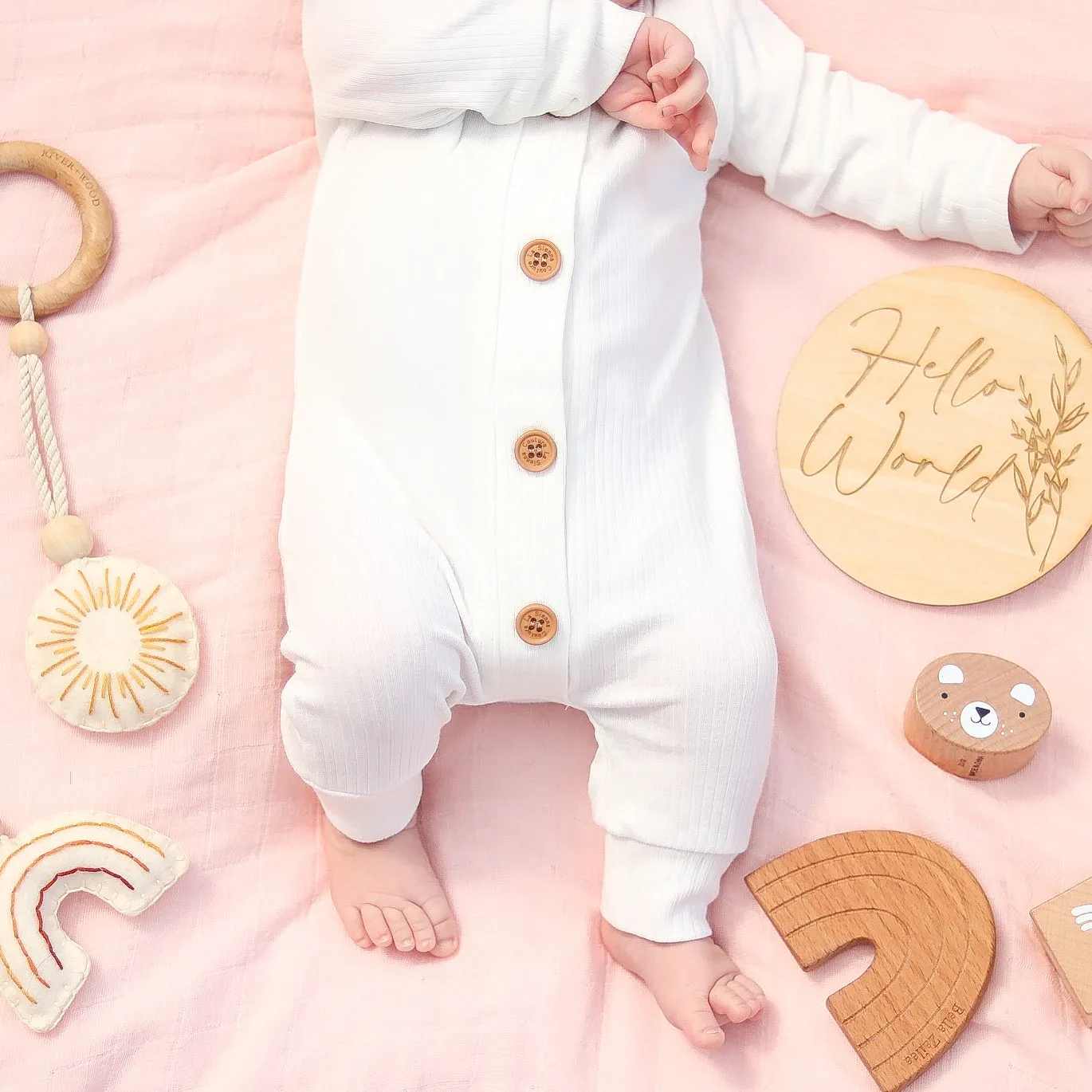 Cozy Long Sleeve Louie Romper - Coconut Milk