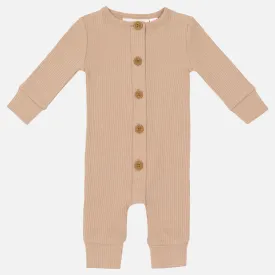 Cozy Long Sleeve Louie Romper - Mocha