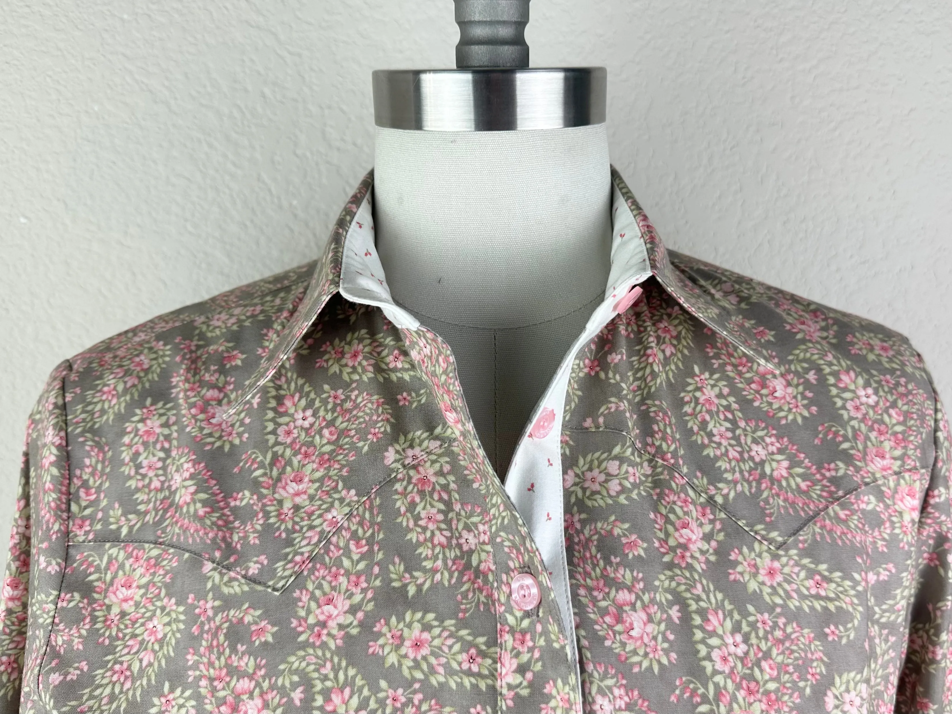 CR Western Pro Gray and Pink Floral Paisley- FINAL SALE