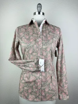 CR Western Pro Gray and Pink Floral Paisley- FINAL SALE