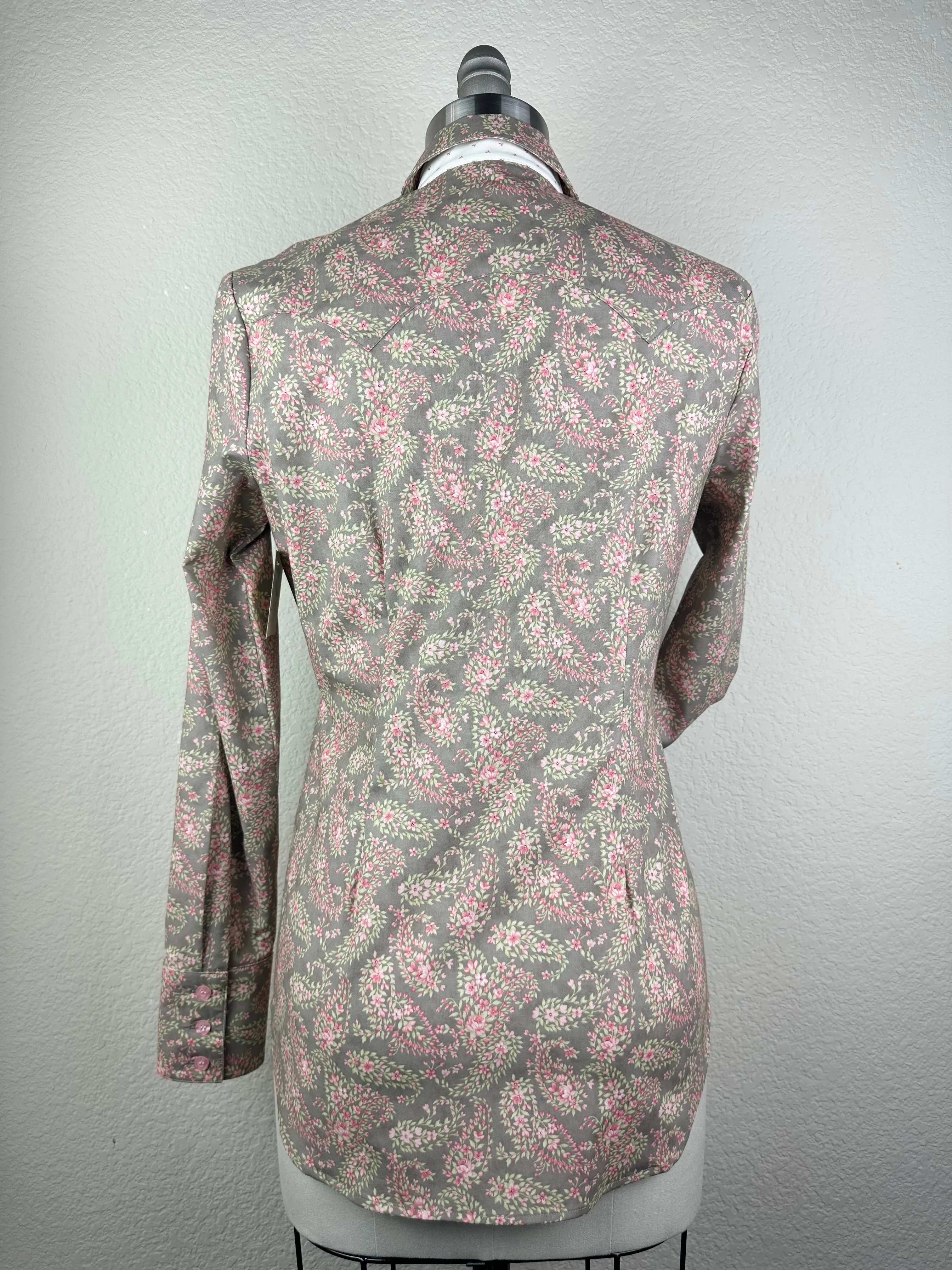 CR Western Pro Gray and Pink Floral Paisley- FINAL SALE