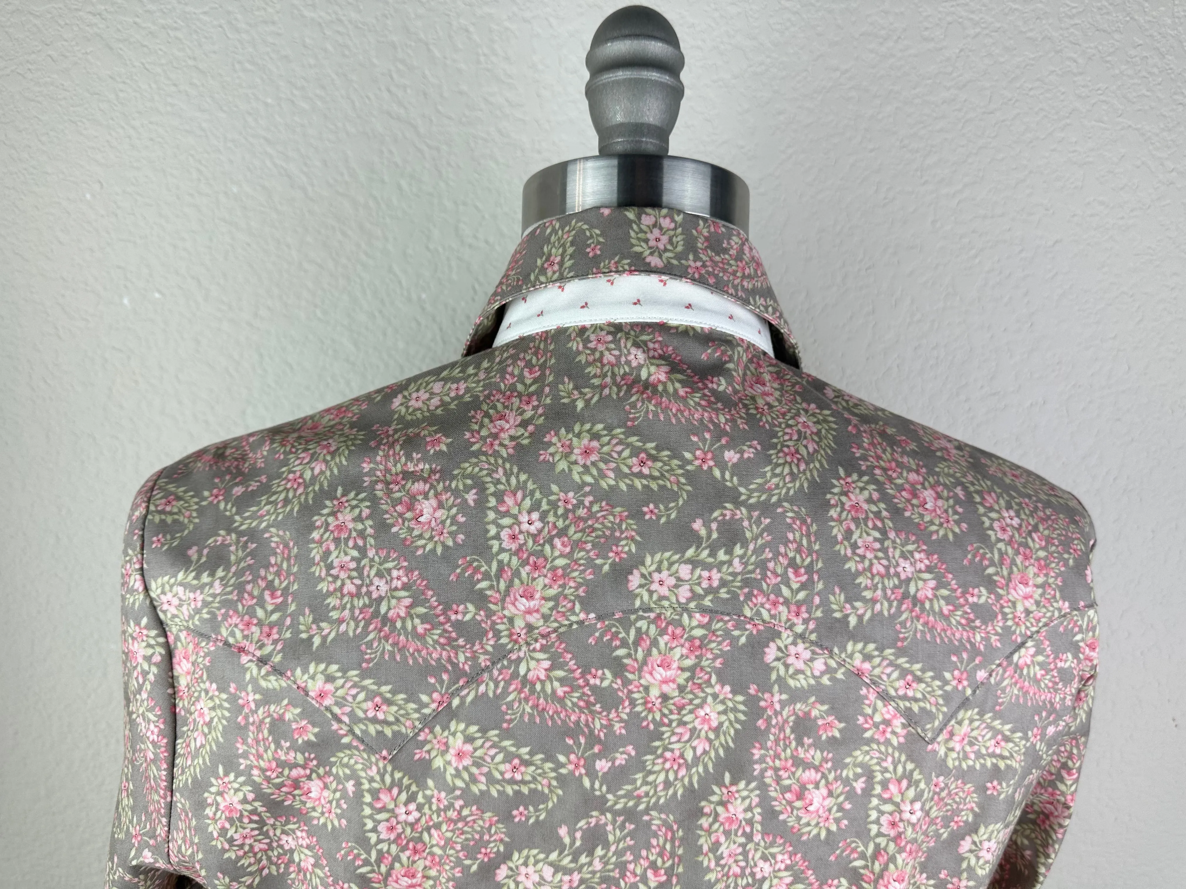 CR Western Pro Gray and Pink Floral Paisley- FINAL SALE