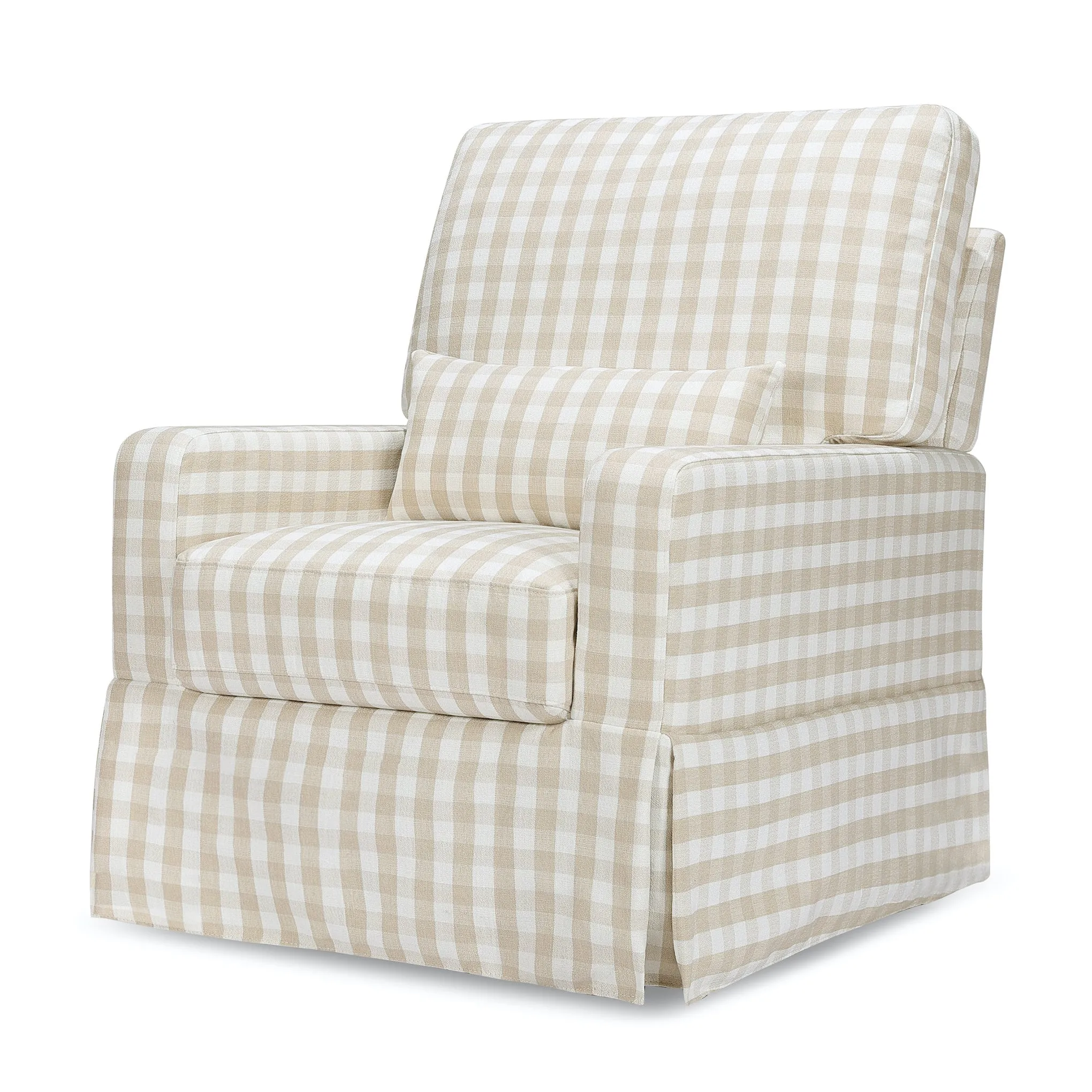 Crawford Pillowback Comfort Swivel Glider - Tan Gingham