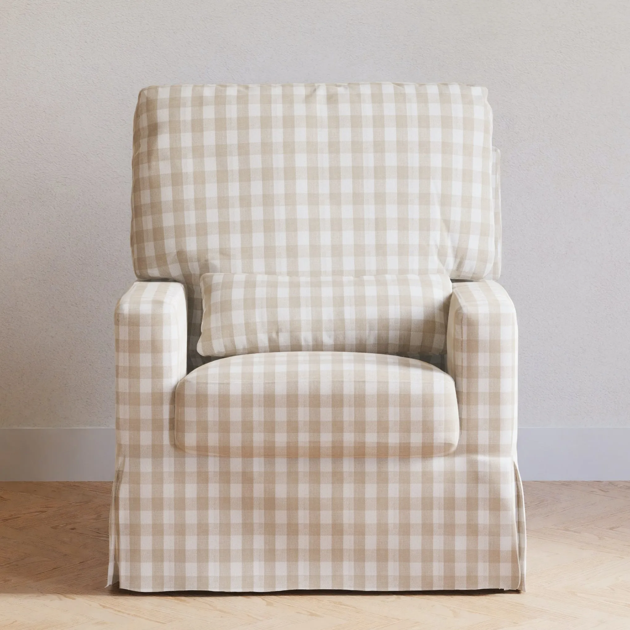 Crawford Pillowback Comfort Swivel Glider - Tan Gingham