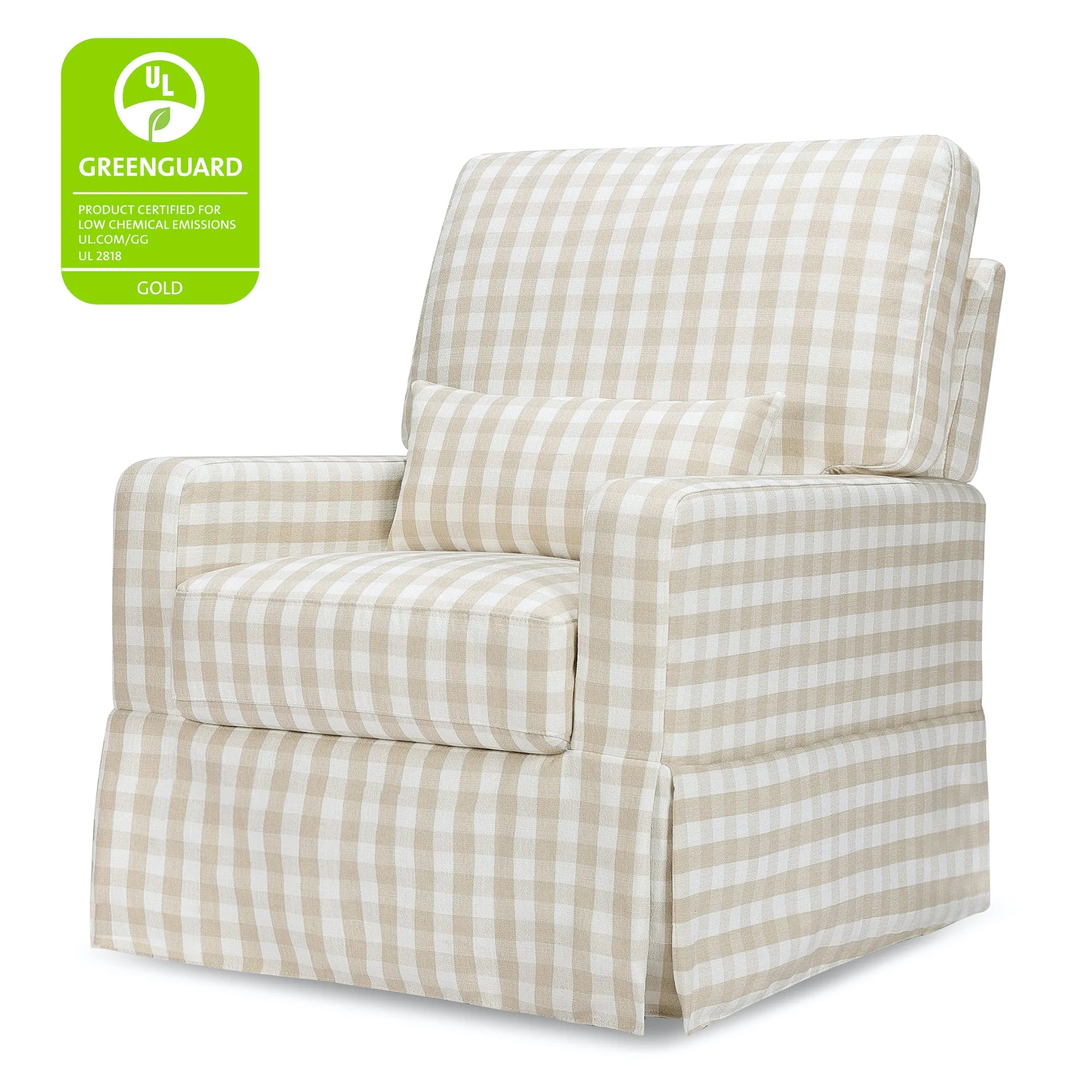 Crawford Pillowback Comfort Swivel Glider - Tan Gingham