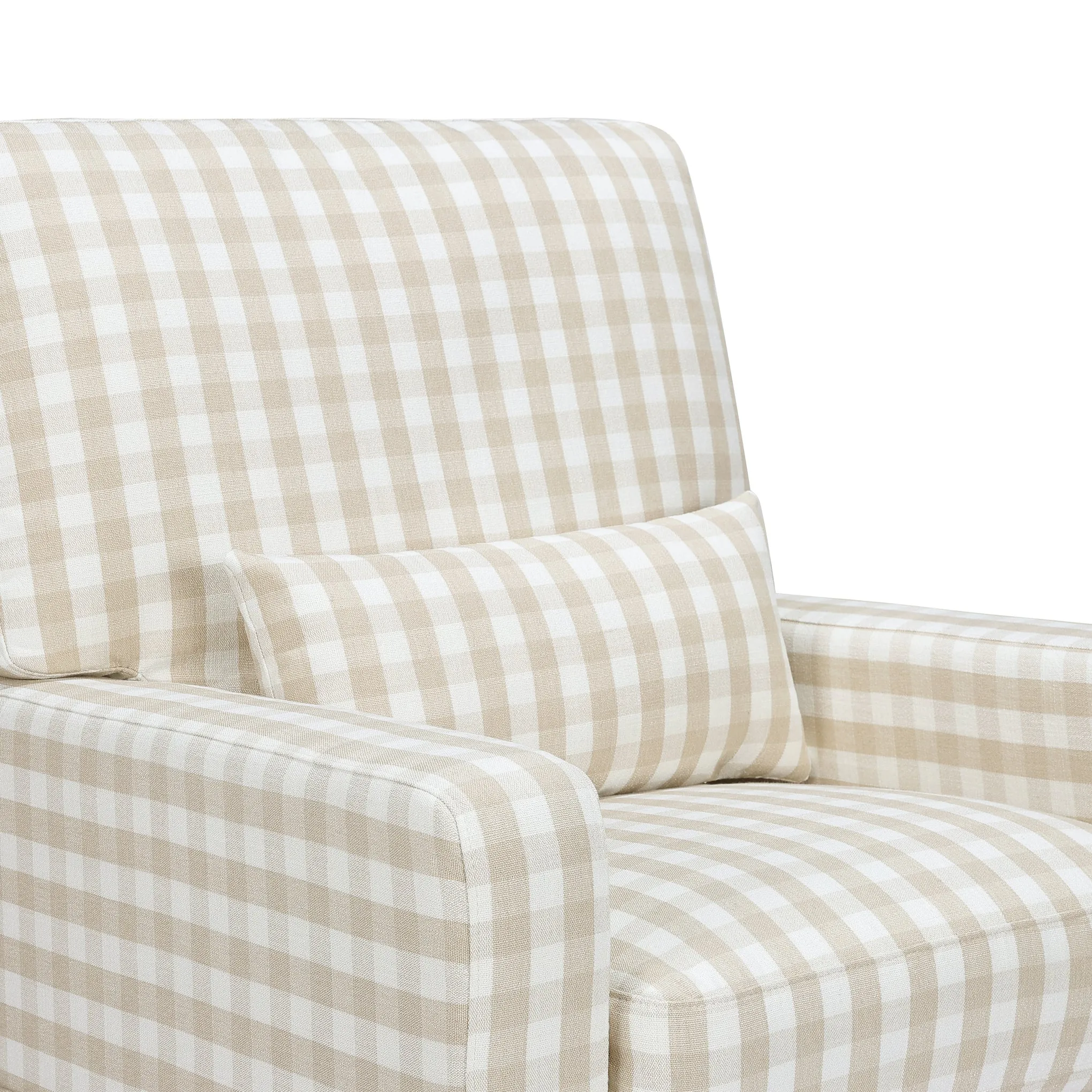 Crawford Pillowback Comfort Swivel Glider - Tan Gingham