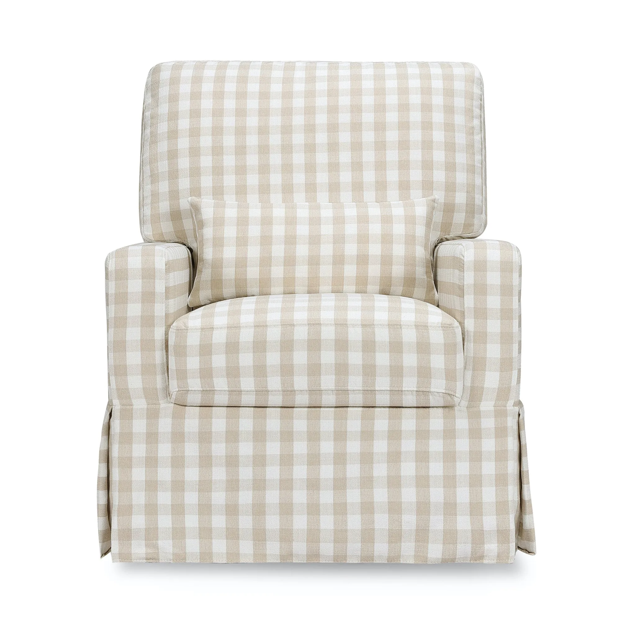 Crawford Pillowback Comfort Swivel Glider - Tan Gingham