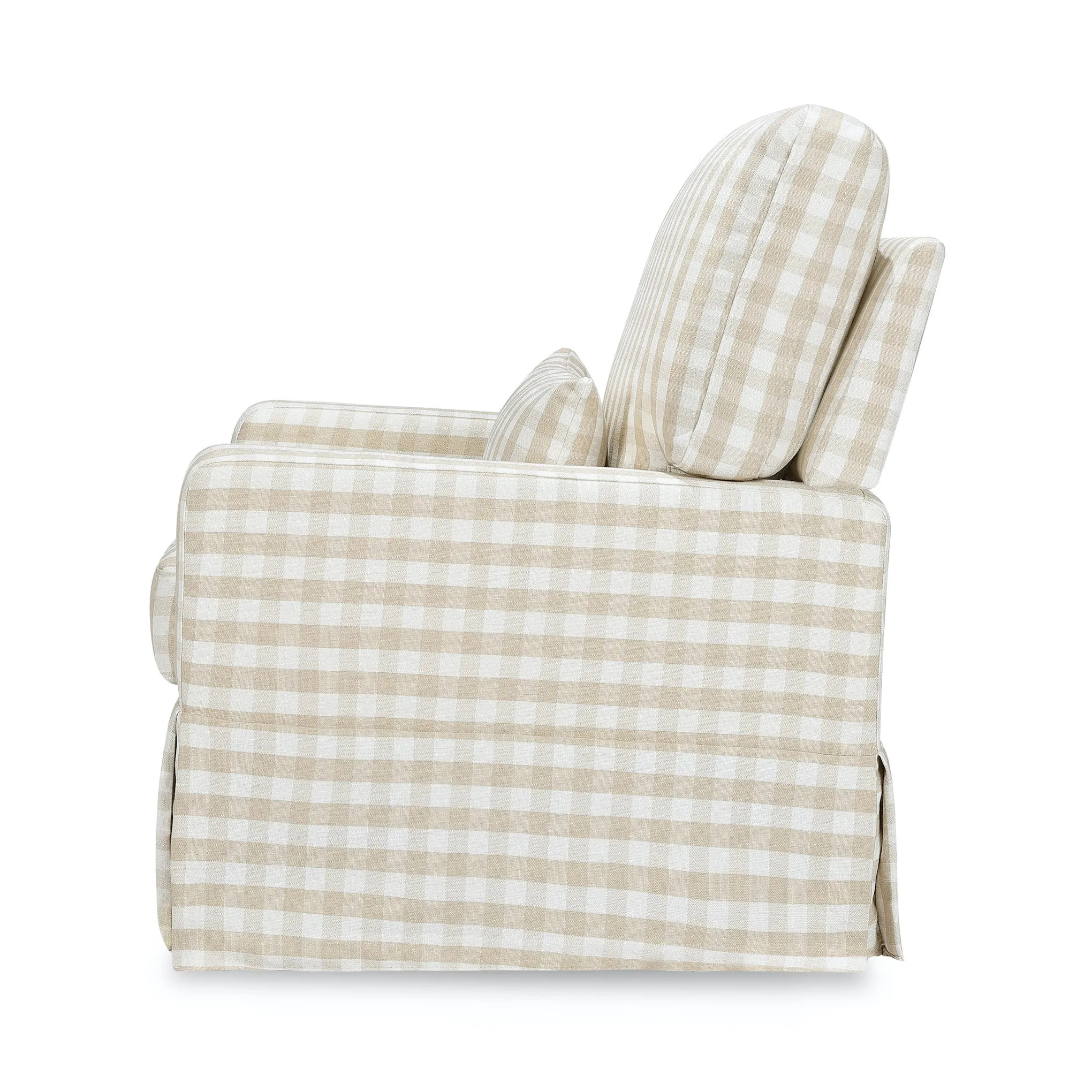 Crawford Pillowback Comfort Swivel Glider - Tan Gingham