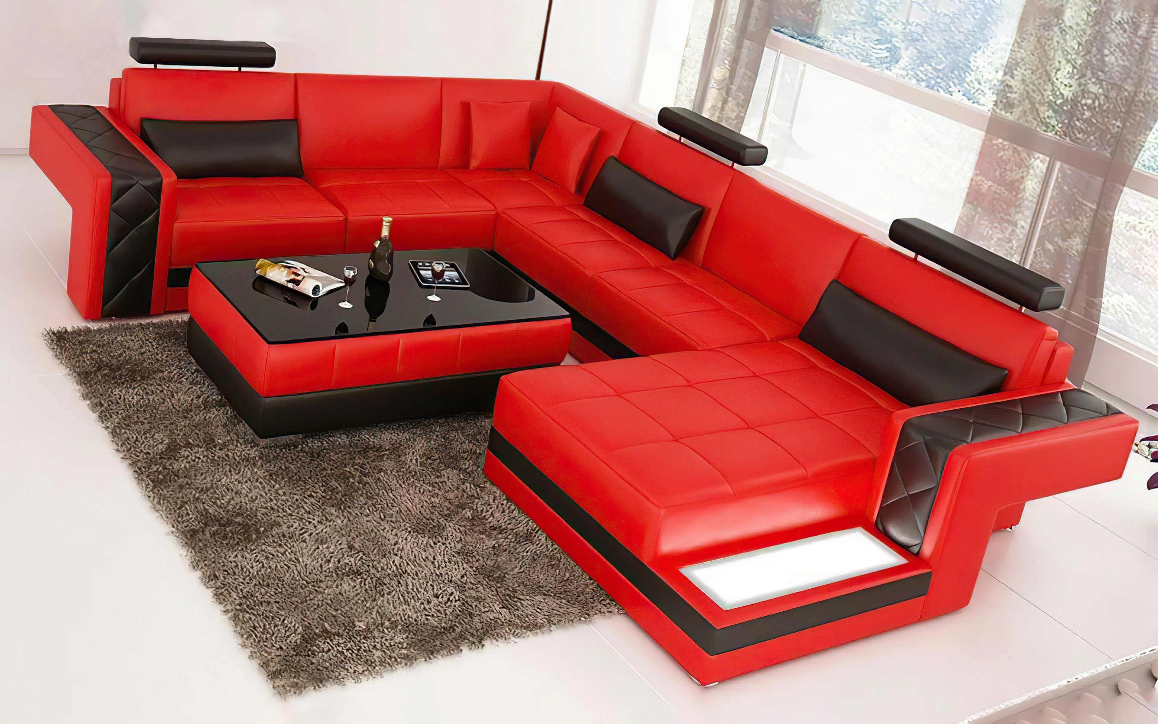 Cuko Modern Large Sectional with LED Light