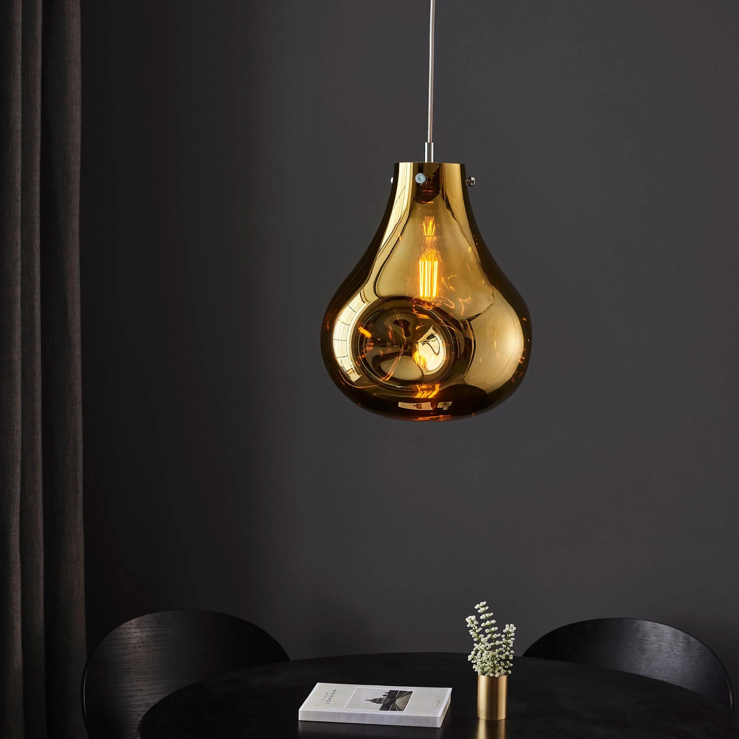 Dazzle Large Metallic Gold Glass & Chrome Pendant Light