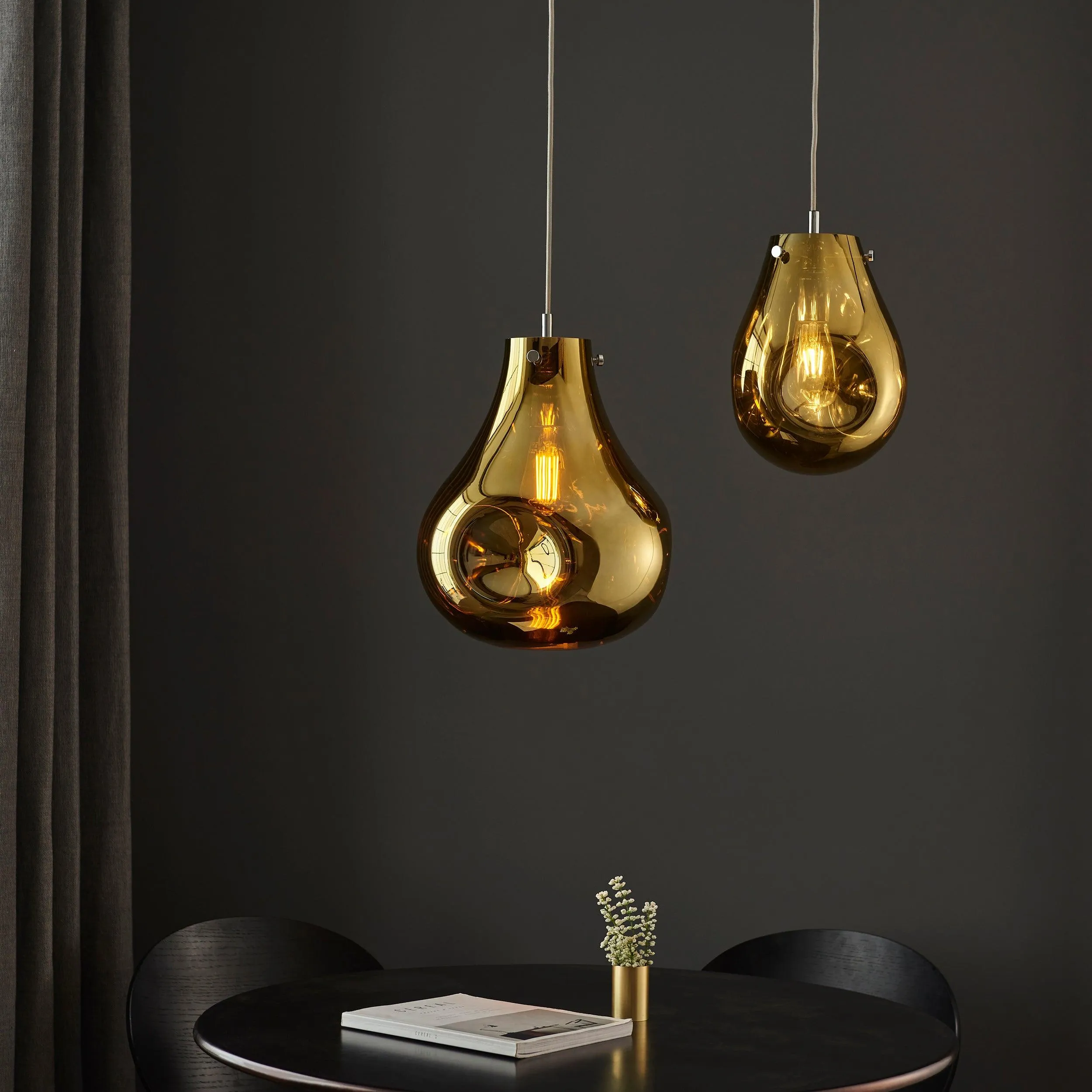 Dazzle Large Metallic Gold Glass & Chrome Pendant Light