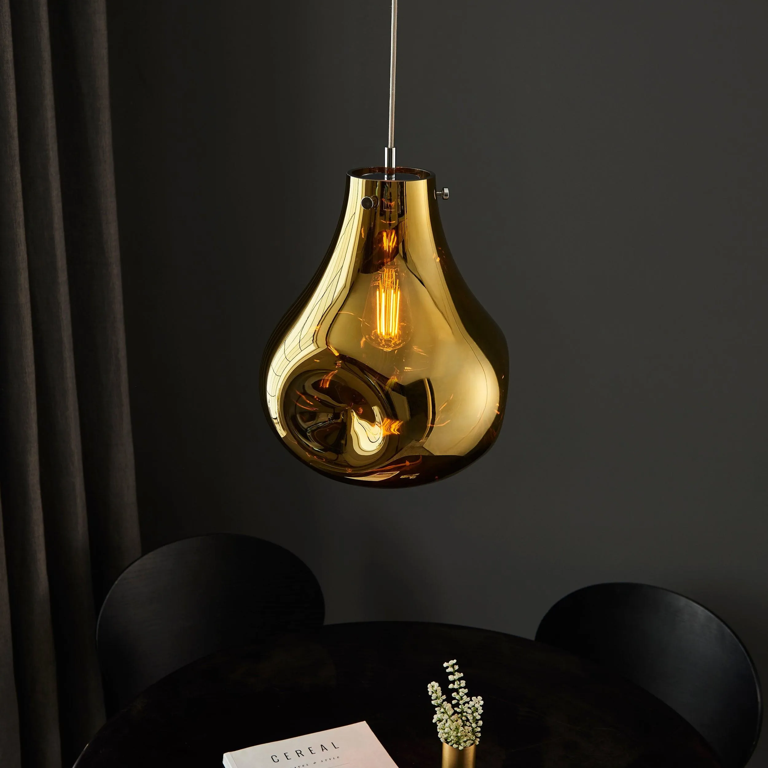 Dazzle Large Metallic Gold Glass & Chrome Pendant Light