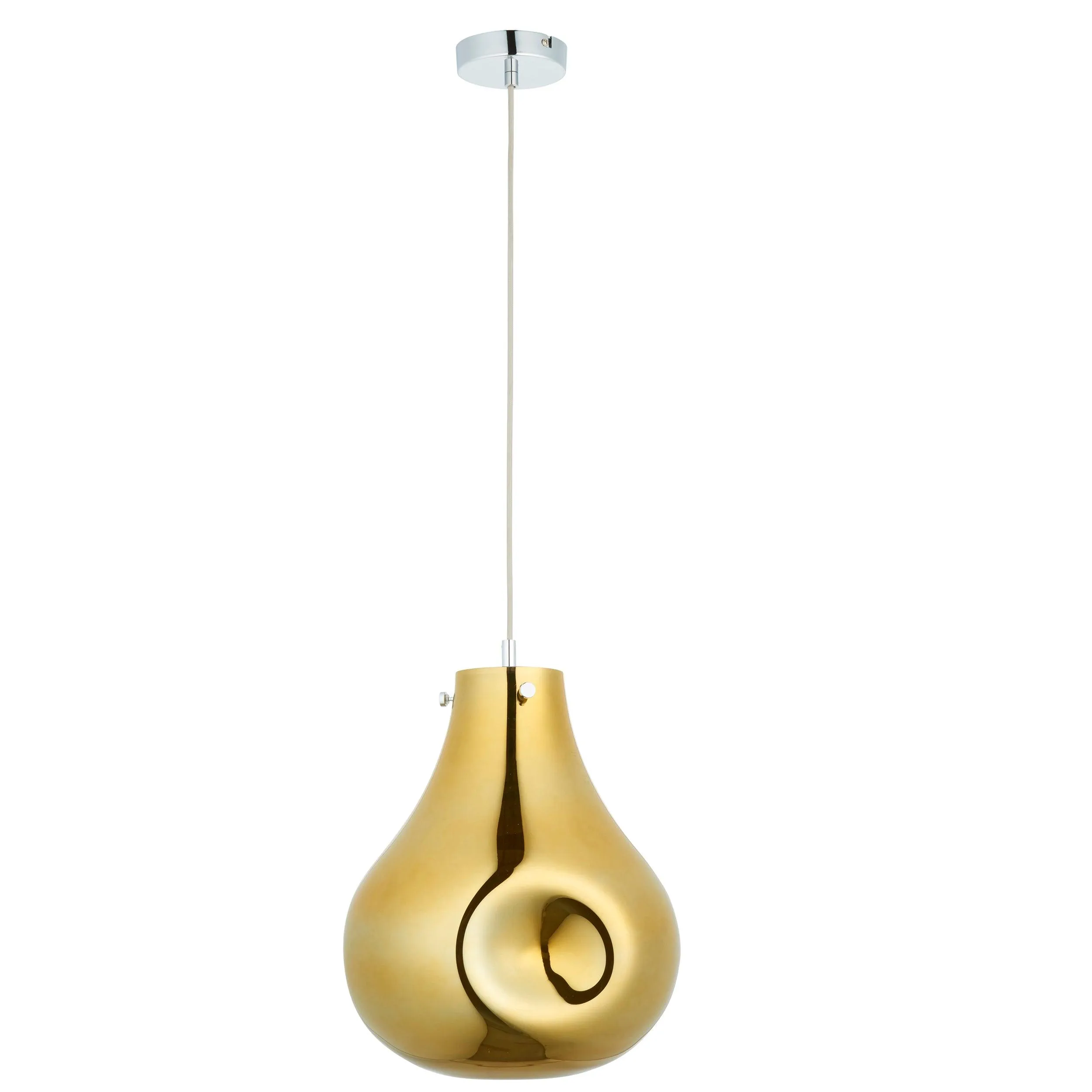 Dazzle Large Metallic Gold Glass & Chrome Pendant Light