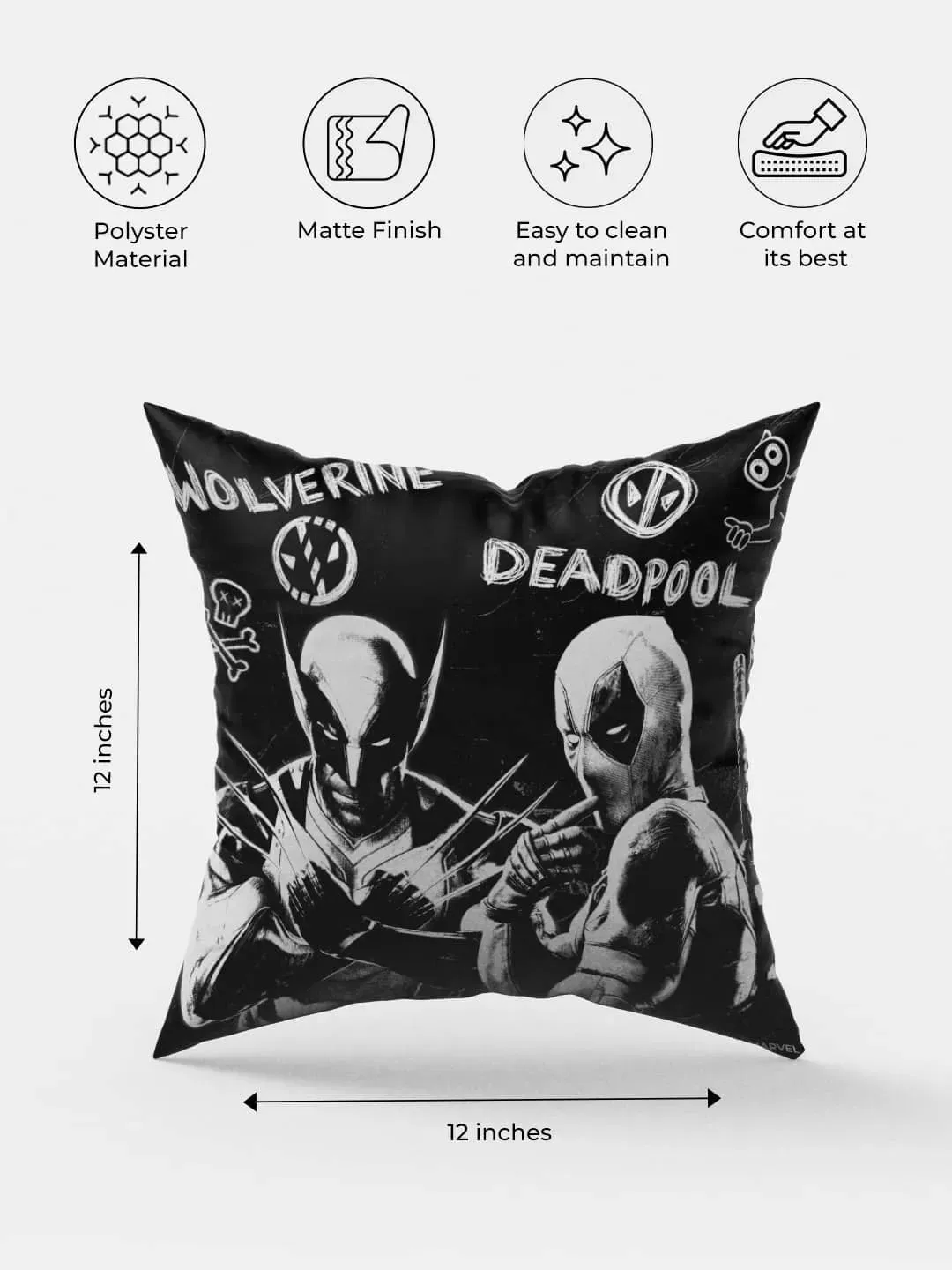 Deadpool Wolverine Holy Effort Square Pillow