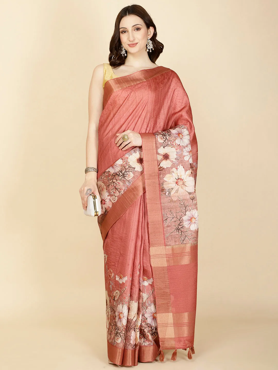 Digital Floral Printed Handloom Saree