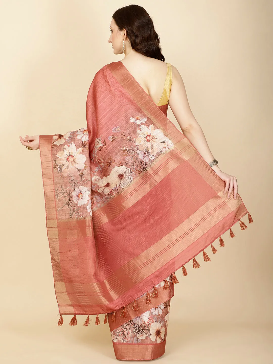 Digital Floral Printed Handloom Saree