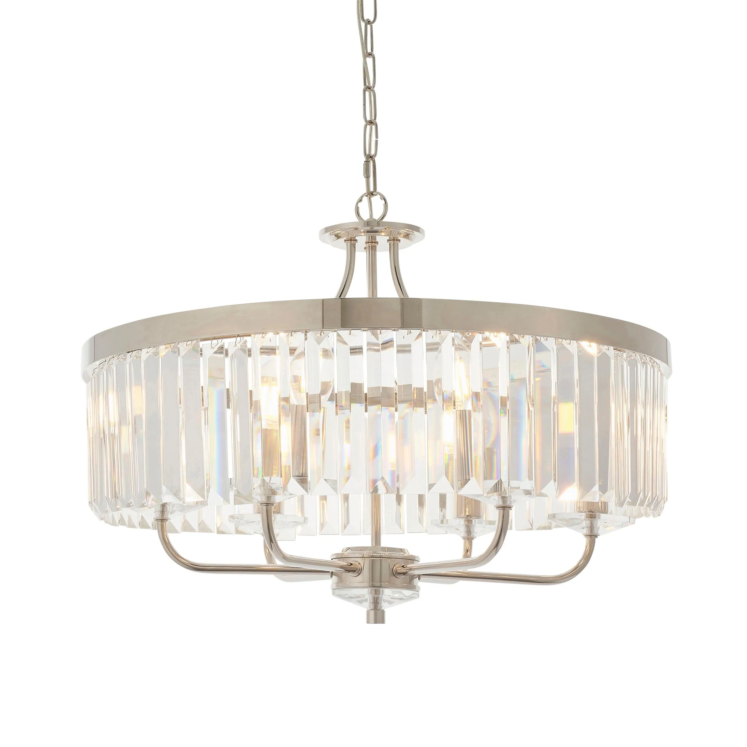 Ealing Round 6 Light Chrome & Clear Cut Glass Pendant