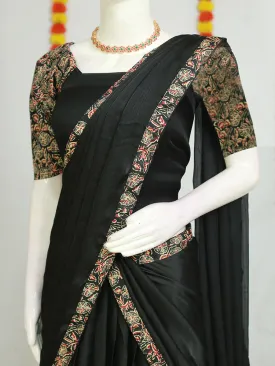 Elegant Dhavani Set - Georgette with Ajrakh Print, Semi-Stitched