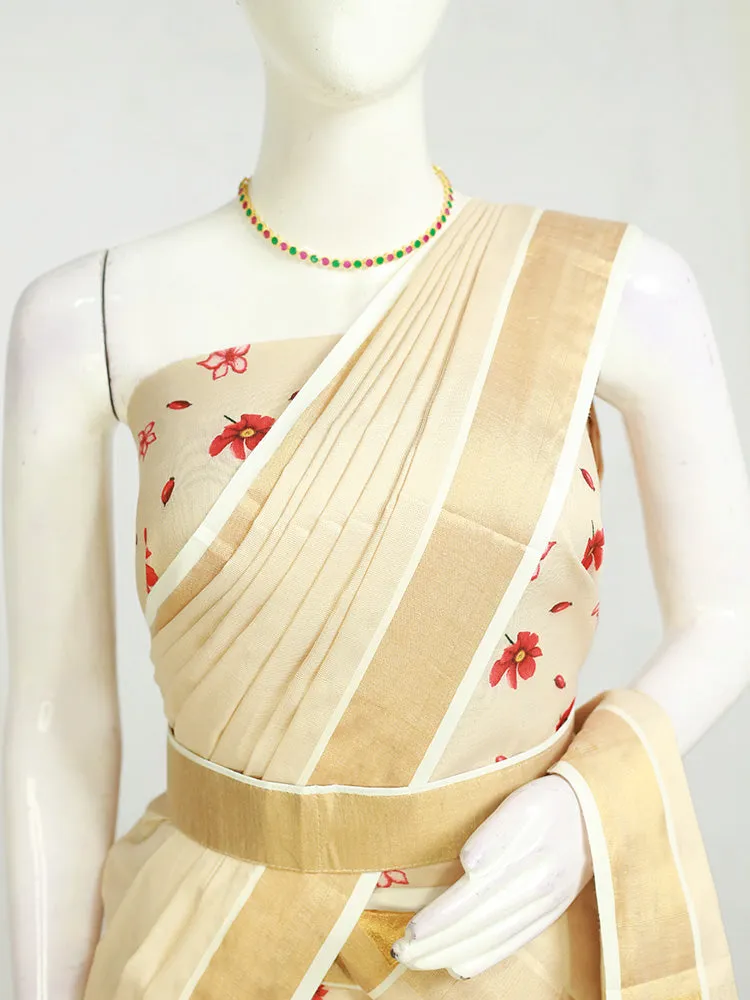 Elegant Semi-Stitched Tissue Dhavani Set with Floral Print