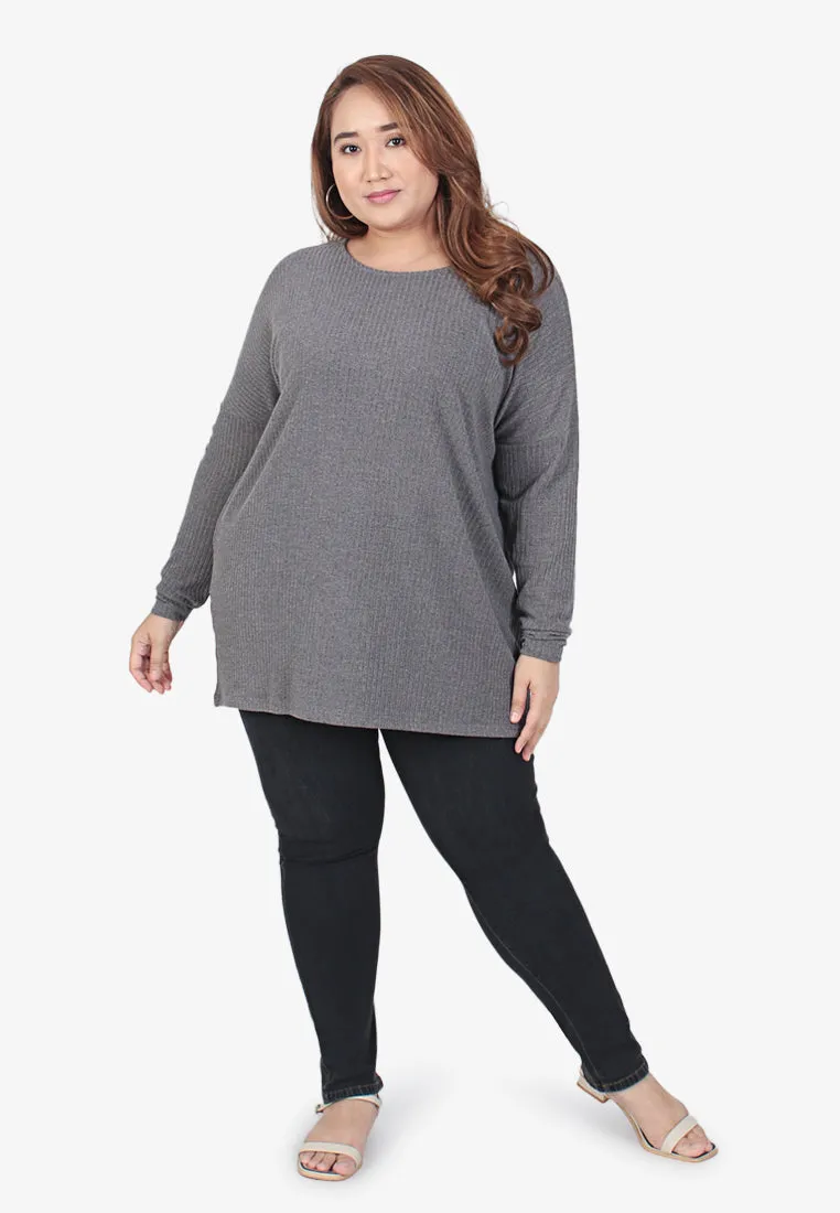 Emmalyn Basic Drop Shoulder Tee - Cozy Grey