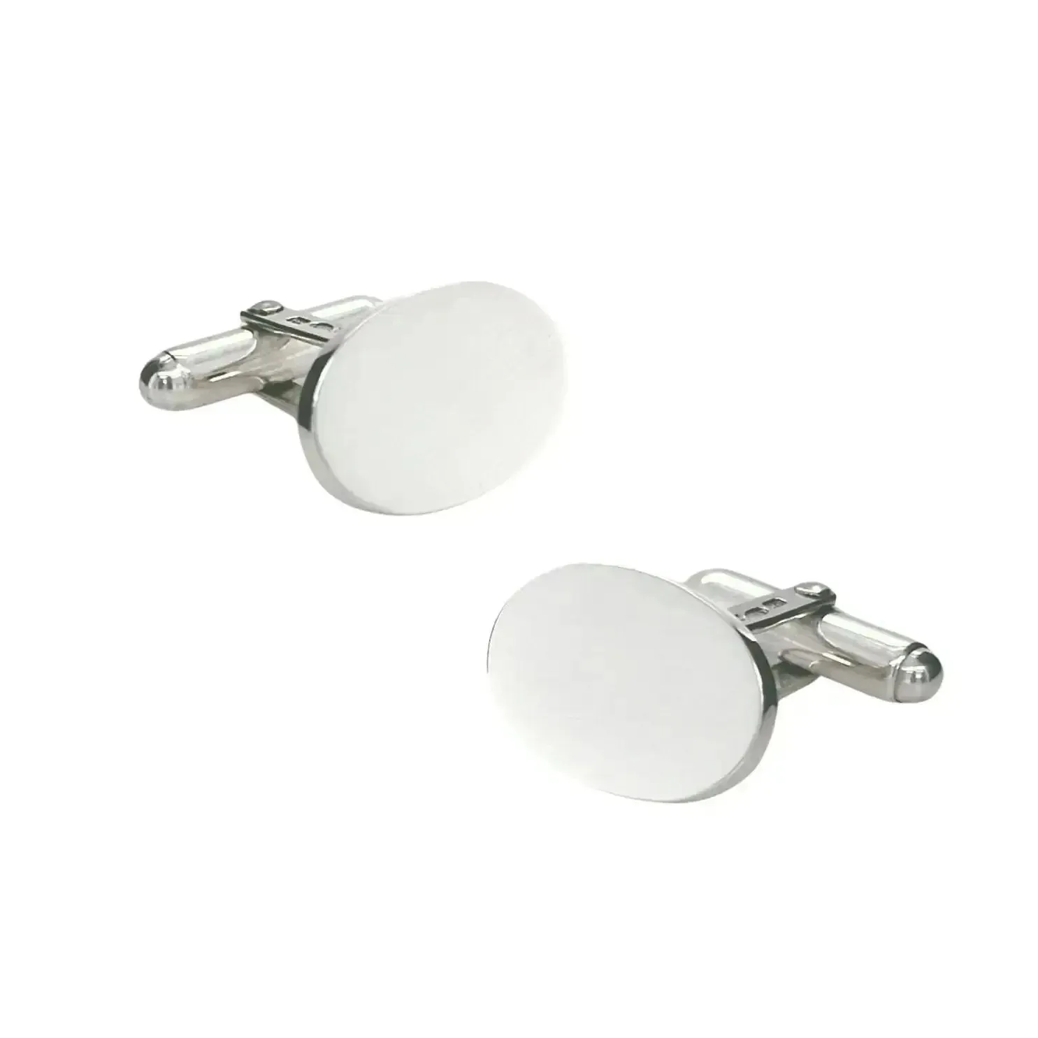 Engraved Sterling Silver Oval Swivel Torpedo Cufflinks