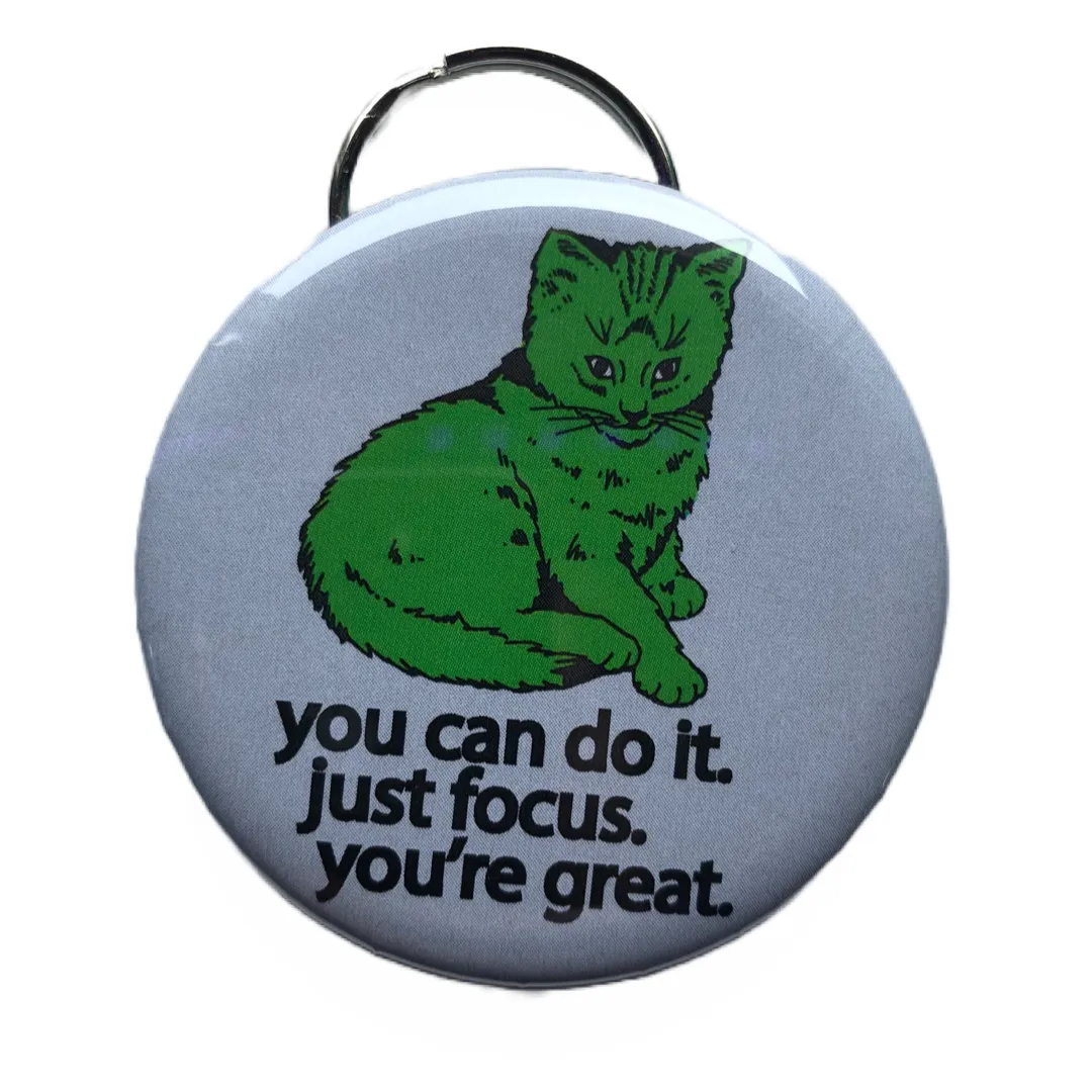 Focus Cat Keychain - Green