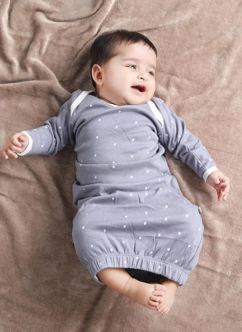 Full sleeve grey sleeping gown for baby girl