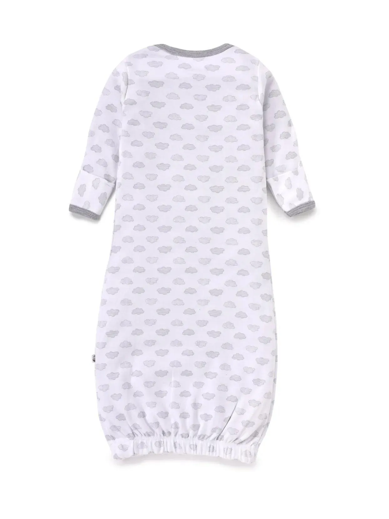 Full sleeve white & grey sleeping gown for baby girl