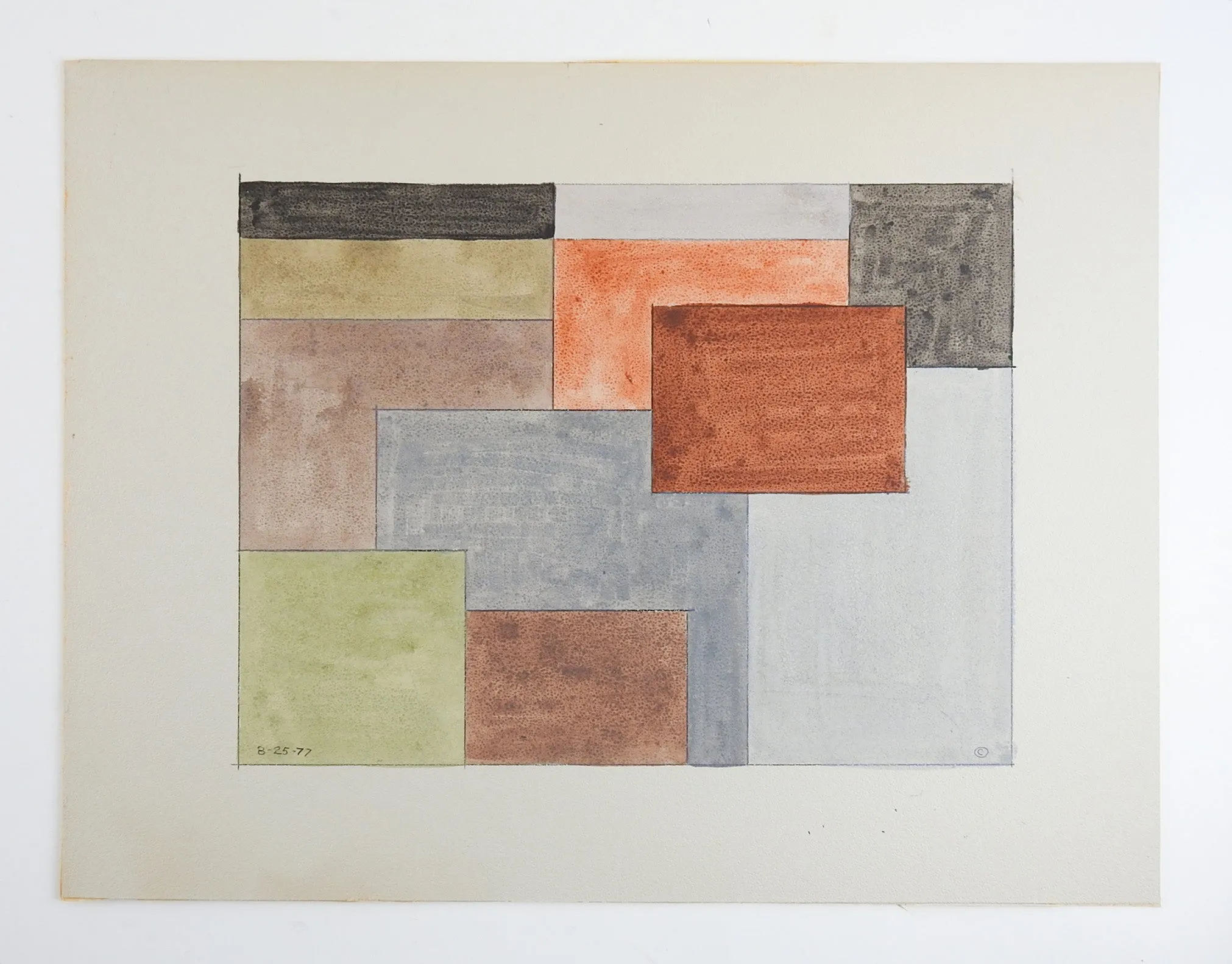 Geometric Abstract Grays Watercolor Painting