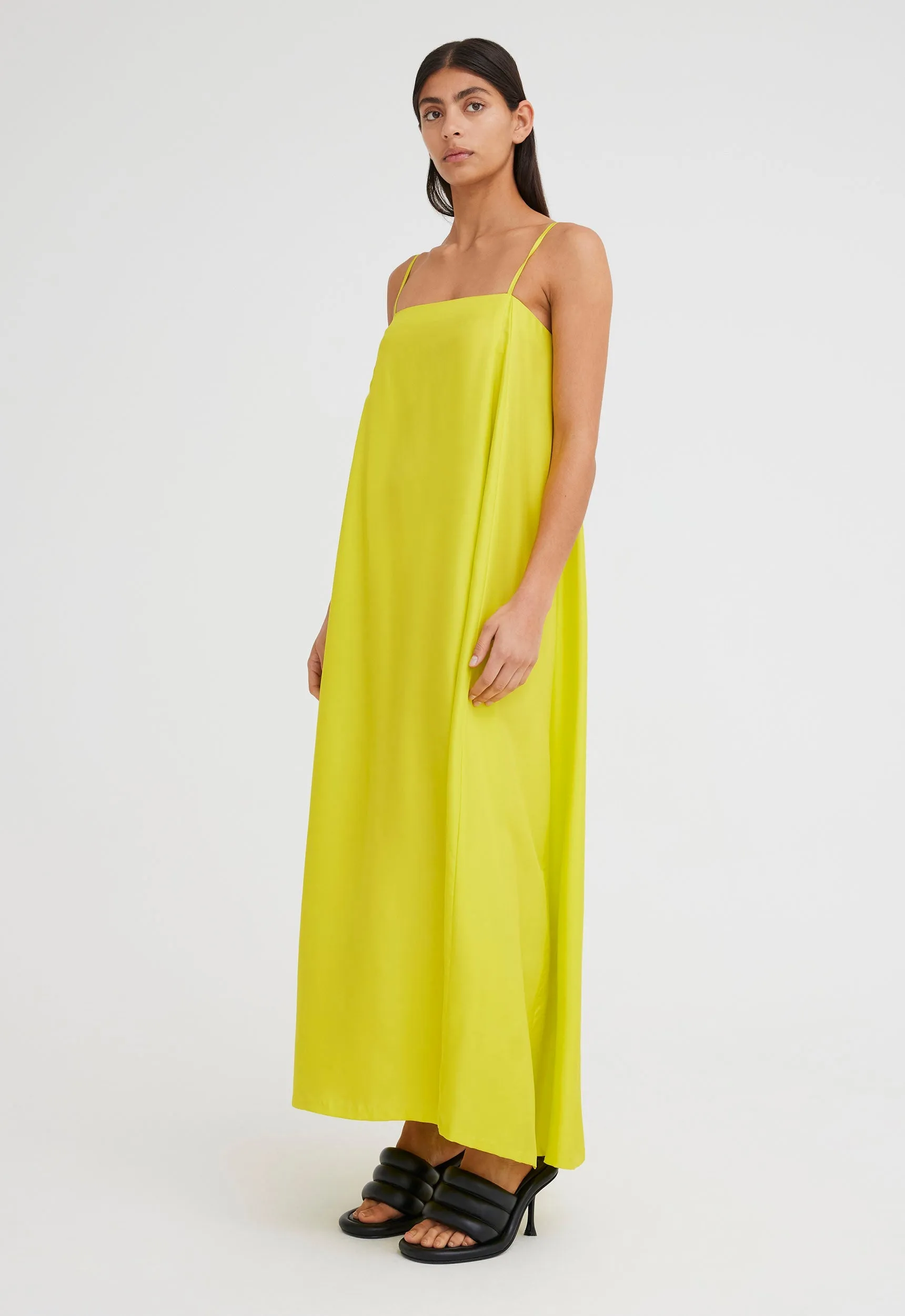 Godard Silk Dress - Acid Yellow