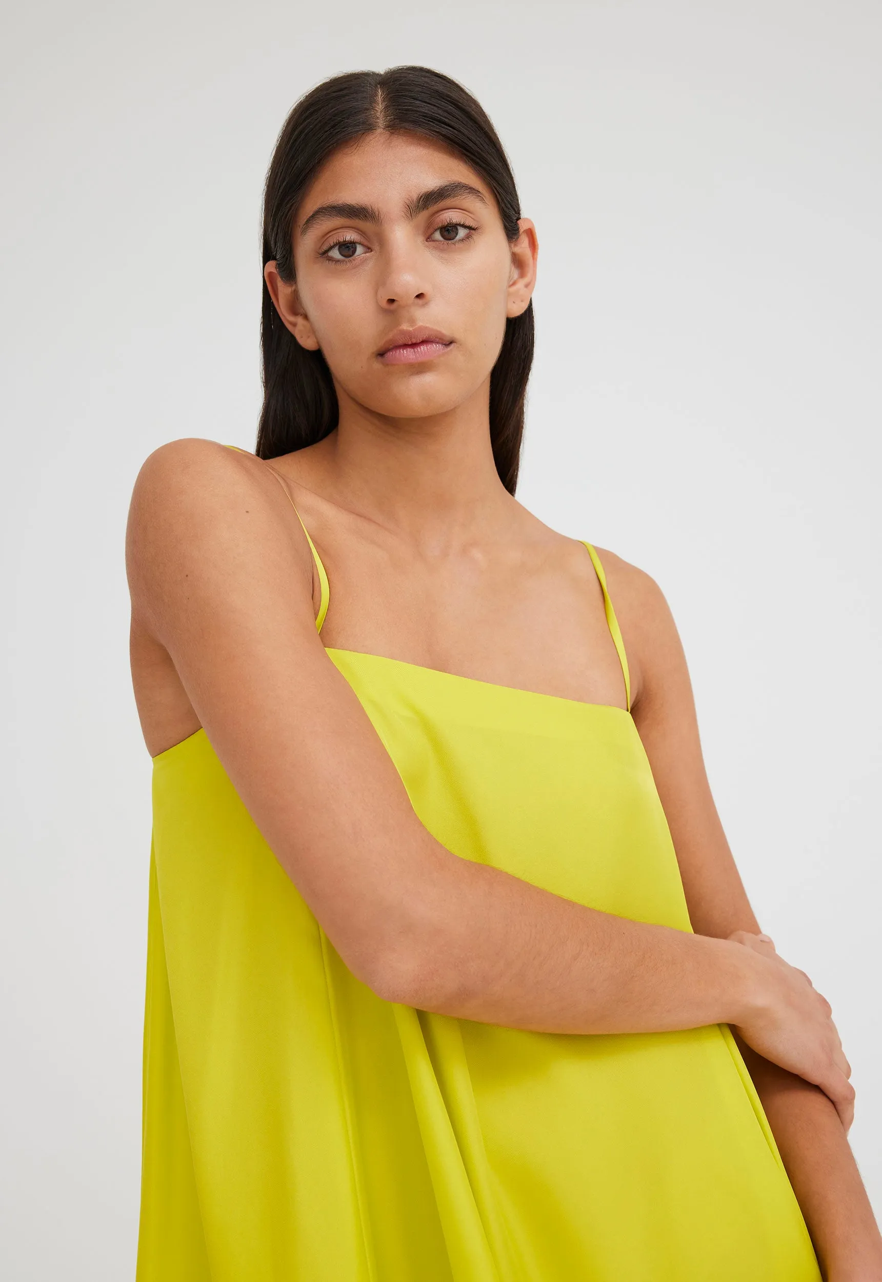 Godard Silk Dress - Acid Yellow