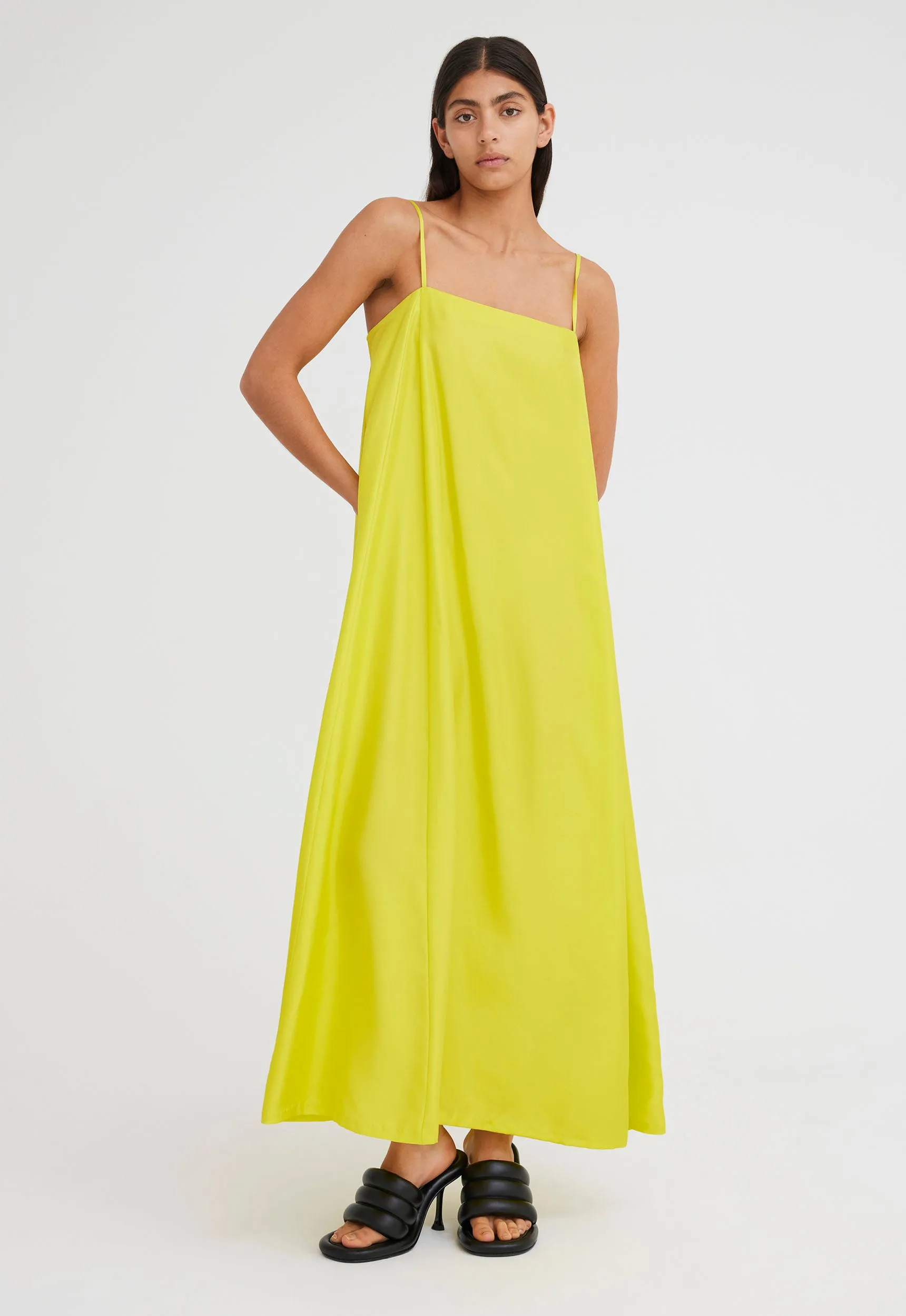 Godard Silk Dress - Acid Yellow