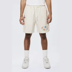 Graphic Heavy Textured Twill Shorts - Chalk