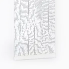 Gray Herringbone Wallpaper