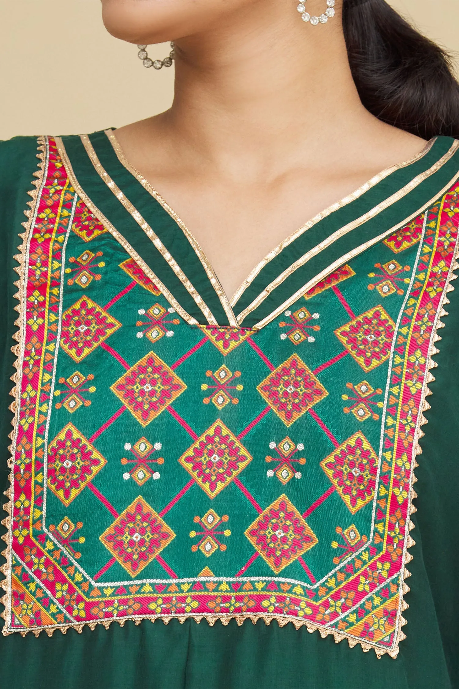 Green Geometric Print Kurta